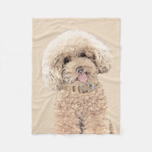Poodle Miniature Toy Apricot Cream Brown Dog Art Fleece Blanket