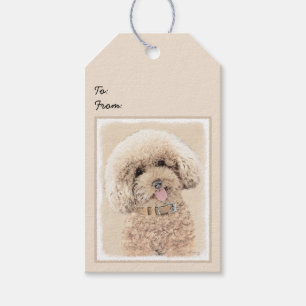 Poodle Miniature Toy Apricot Cream Brown Dog Art Gift Tags