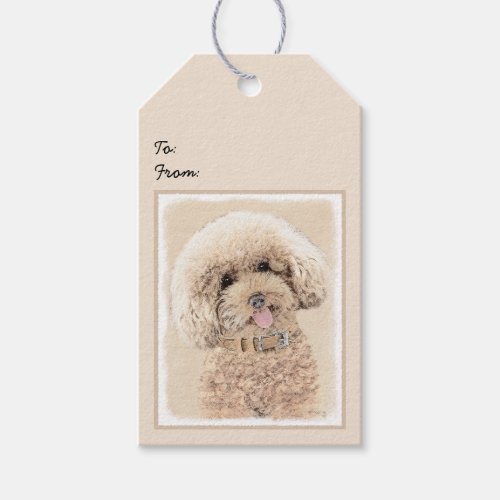 Poodle Miniature Toy Apricot Cream Brown Dog Art Gift Tags
