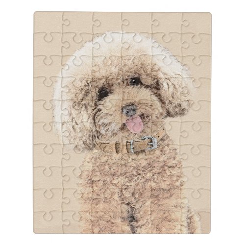 Poodle Miniature Toy Apricot Cream Brown Dog Art Jigsaw Puzzle