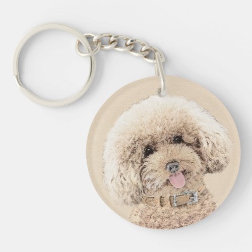 Poodle Miniature Toy Apricot Cream Brown Dog Art Keychain