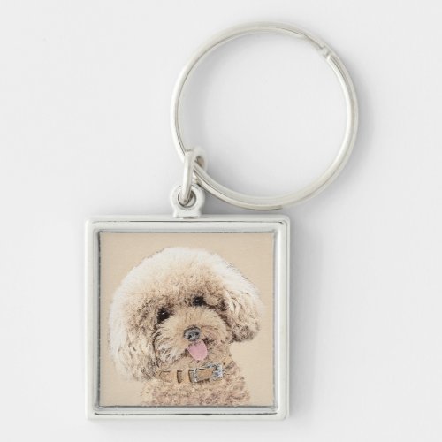 Poodle Miniature Toy Apricot Cream Brown Dog Art Keychain