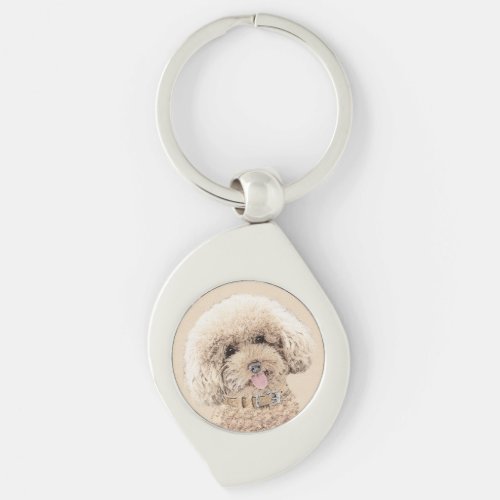 Poodle Miniature Toy Apricot Cream Brown Dog Art Keychain