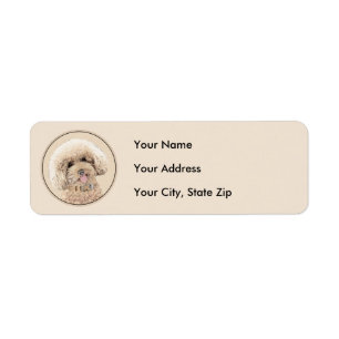 Poodle Miniature Toy Apricot Cream Brown Dog Art Label