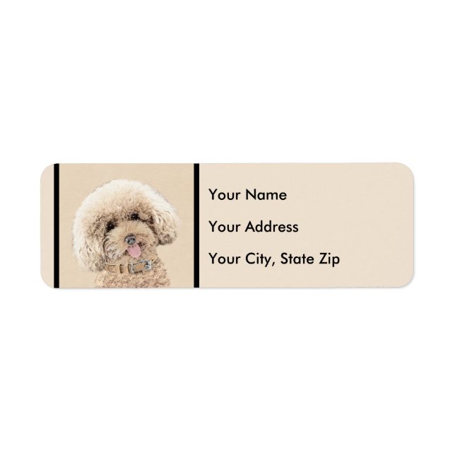 Poodle Miniature Toy Apricot Cream Brown Dog Art Label (Front)