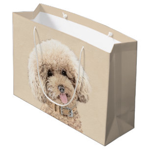Poodle Miniature Toy Apricot Cream Brown Dog Art Large Gift Bag