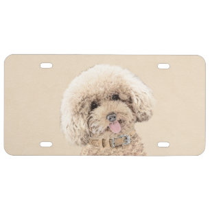 Poodle Miniature Toy Apricot Cream Brown Dog Art License Plate