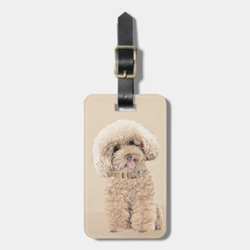 Poodle Miniature Toy Apricot Cream Brown Dog Art Luggage Tag