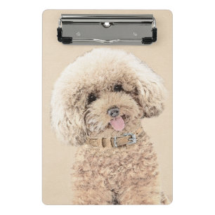 Poodle Miniature Toy Apricot Cream Brown Dog Art Mini Clipboard