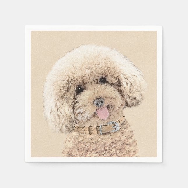 Poodle Miniature Toy Apricot Cream Brown Dog Art Napkins (Front)