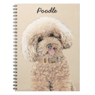 Poodle Miniature Toy Apricot Cream Brown Dog Art Notebook