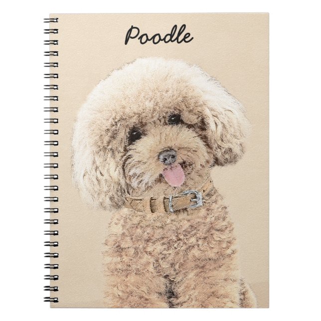 Poodle Miniature Toy Apricot Cream Brown Dog Art Notebook (Front)