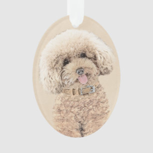Poodle Miniature Toy Apricot Cream Brown Dog Art Ornament