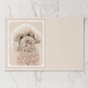 Poodle Miniature Toy Apricot Cream Brown Dog Art Paper Pad