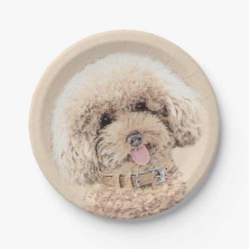 Poodle Miniature Toy Apricot Cream Brown Dog Art Paper Plates