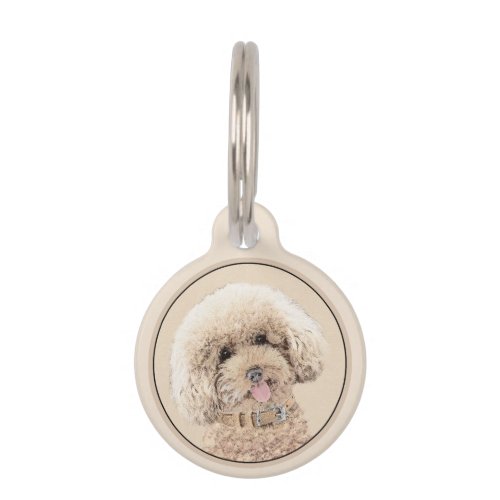 Poodle Miniature Toy Apricot Cream Brown Dog Art Pet ID Tag