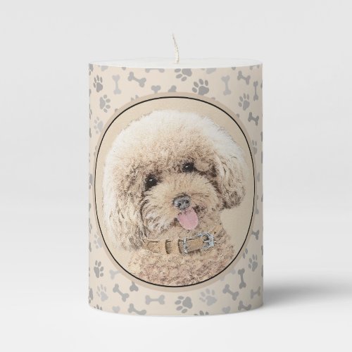 Poodle Miniature Toy Apricot Cream Brown Dog Art Pillar Candle