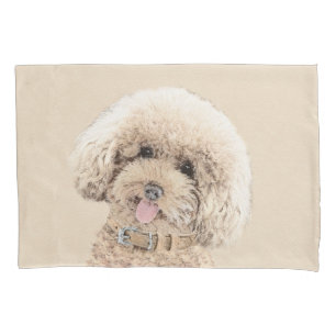 Poodle Miniature Toy Apricot Cream Brown Dog Art Pillow Case