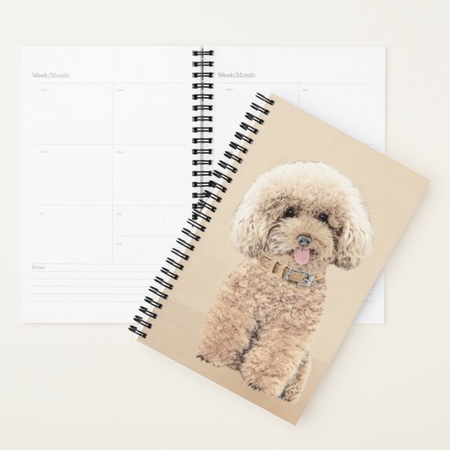 Poodle Miniature Toy Apricot Cream Brown Dog Art Planner (Display)