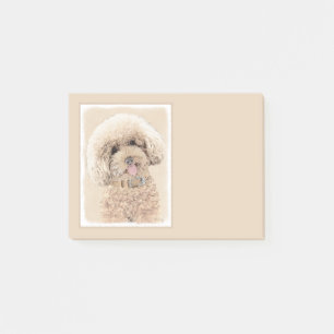 Poodle Miniature Toy Apricot Cream Brown Dog Art Post-it Notes