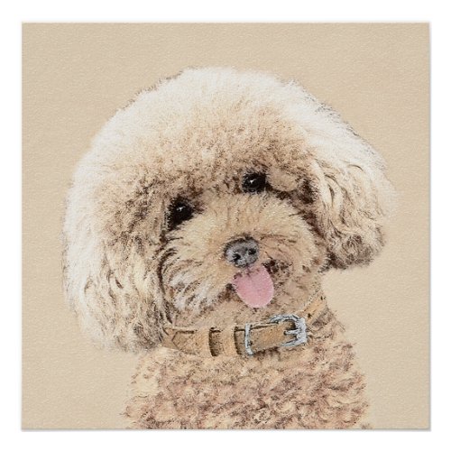 Poodle Miniature Toy Apricot Cream Brown Dog Art Poster