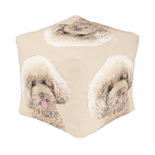 Poodle Miniature Toy Apricot Cream Brown Dog Art Pouf