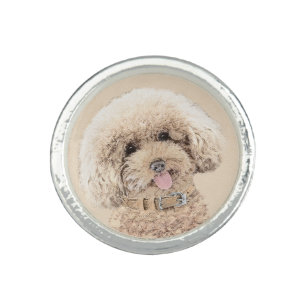 Poodle Miniature Toy Apricot Cream Brown Dog Art Ring