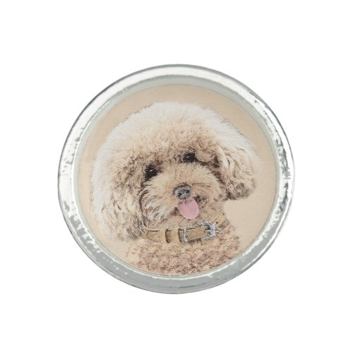 Poodle Miniature Toy Apricot Cream Brown Dog Art Ring