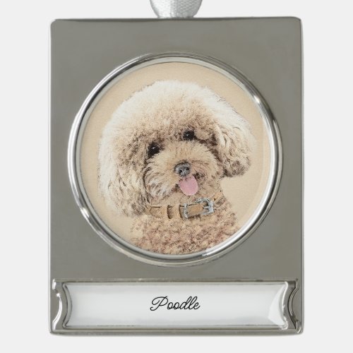 Poodle Miniature Toy Apricot Cream Brown Dog Art S Silver Plated Banner Ornament