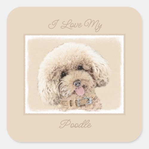 Poodle Miniature Toy Apricot Cream Brown Dog Art S Square Sticker