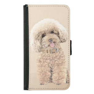 Poodle Miniature Toy Apricot Cream Brown Dog Art Samsung Galaxy S5 Wallet Case