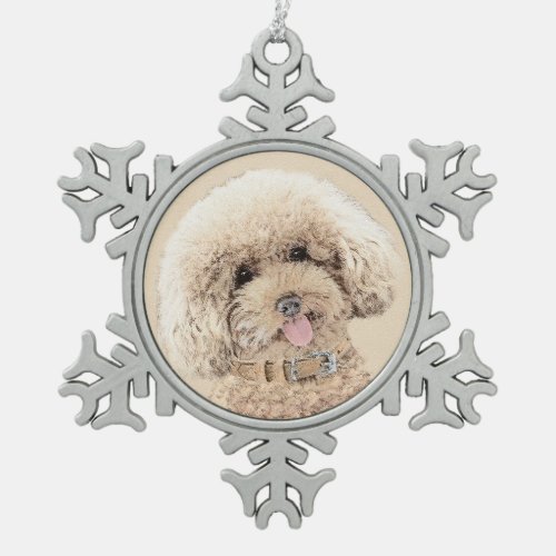 Poodle Miniature Toy Apricot Cream Brown Dog Art Snowflake Pewter Christmas Ornament