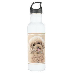 Poodle Miniature Toy Apricot Cream Brown Dog Art Stainless Steel Water Bottle