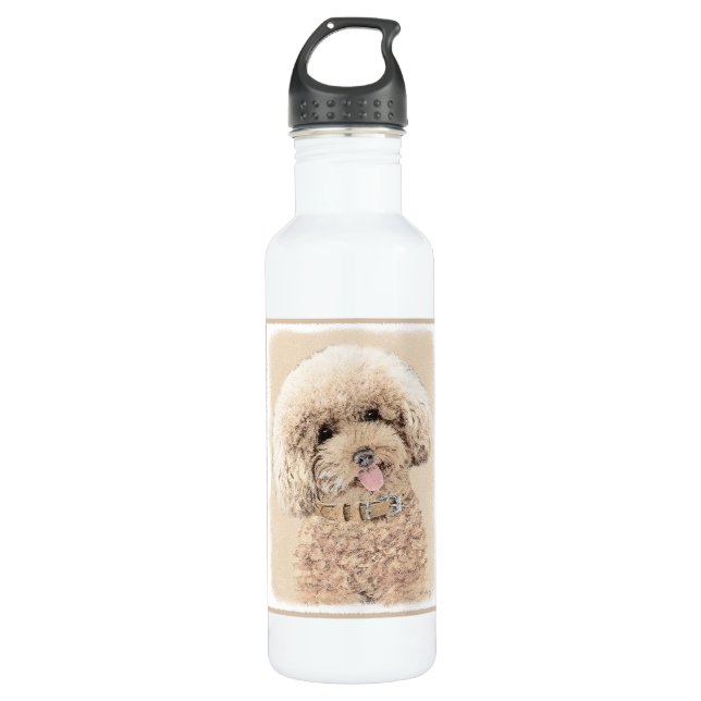 Poodle Miniature Toy Apricot Cream Brown Dog Art Stainless Steel Water Bottle (Front)