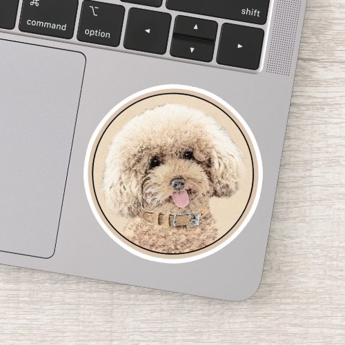 Poodle Miniature Toy Apricot Cream Brown Dog Art Sticker