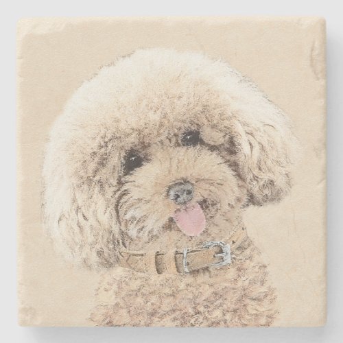 Poodle Miniature Toy Apricot Cream Brown Dog Art Stone Coaster