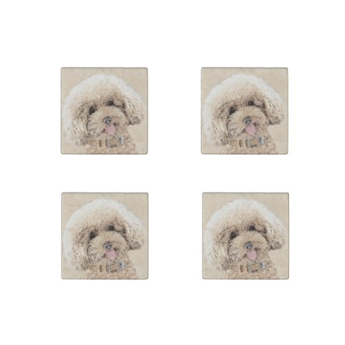 Poodle Miniature Toy Apricot Cream Brown Dog Art Stone Magnet