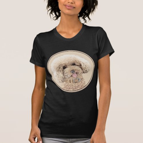 Poodle Miniature Toy Apricot Cream Brown Dog Art T_Shirt