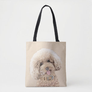 Poodle Miniature Toy Apricot Cream Brown Dog Art Tote Bag