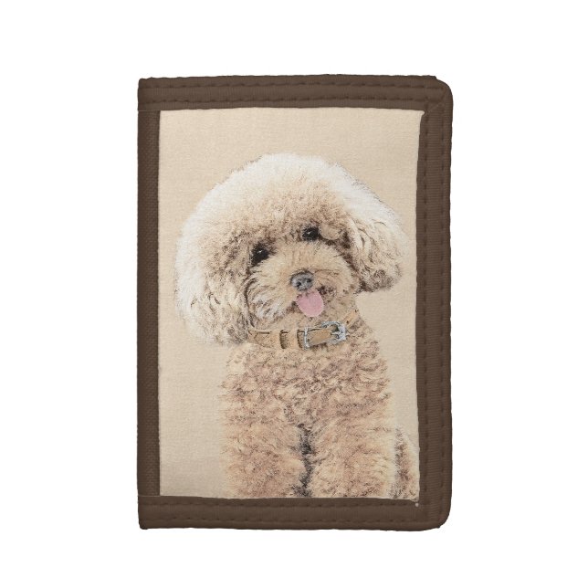 Poodle Miniature Toy Apricot Cream Brown Dog Art Trifold Wallet (Front Vertical)