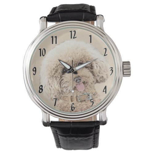 Poodle Miniature Toy Apricot Cream Brown Dog Art Watch