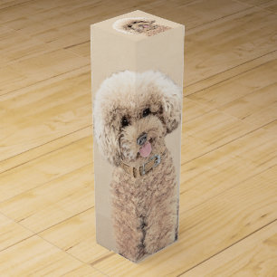 Poodle Miniature Toy Apricot Cream Brown Dog Art Wine Box