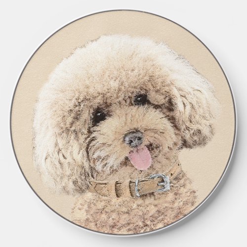 Poodle Miniature Toy Apricot Cream Brown Dog Art Wireless Charger