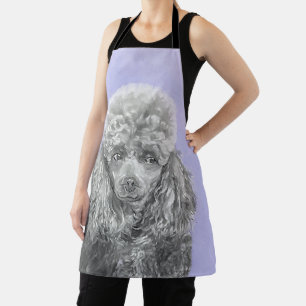 Poodle Miniature Toy Silver Gray Blue Dog Art Apron