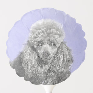 Poodle Miniature Toy Silver Gray Blue Dog Art Balloon
