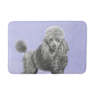 Poodle Miniature Toy Silver Gray Blue Dog Art Bath Mat
