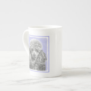 Poodle Miniature Toy Silver Gray Blue Dog Art Bone China Mug