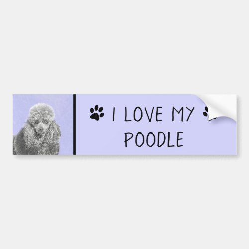 Poodle Miniature Toy Silver Gray Blue Dog Art Bumper Sticker