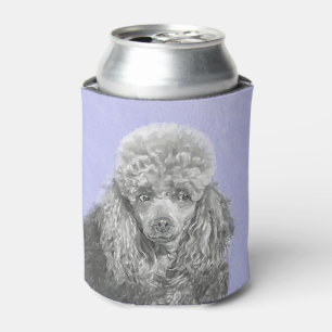 Poodle Miniature Toy Silver Gray Blue Dog Art Can Cooler