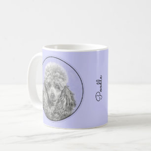 Poodle Miniature Toy Silver Gray Blue Dog Art Coffee Mug
